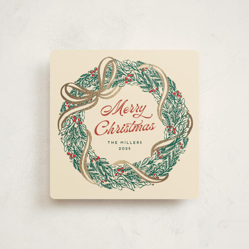 This is a pine foil pressed holiday cards with foil pressed by Pati Cascino called lia printing on signature in square