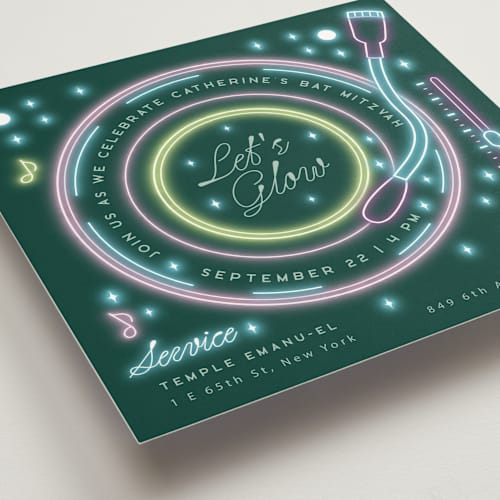 This is a mojito bar mitzvah bat mitzvah invitations with standard by Ana de Sousa called neon spin printing on signature in standard
