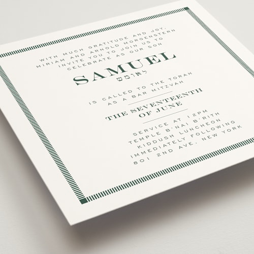 This is a forest bar mitzvah bat mitzvah invitations with standard by Jenna Holcomb called square frame printing on signature in standard