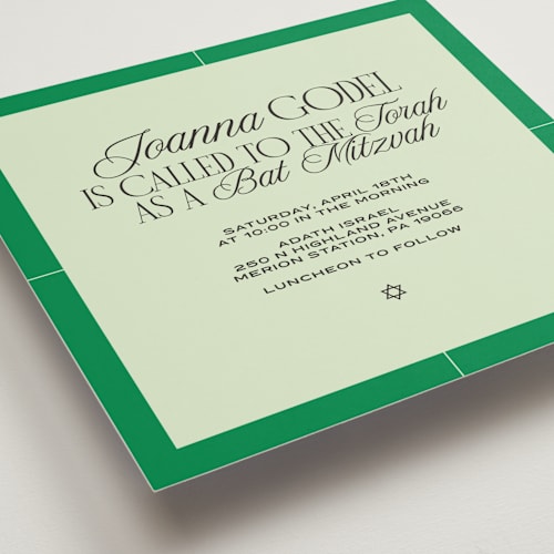 This is a melon bar mitzvah bat mitzvah invitations with standard by Wallace Design Co. called grand luxe bat mitzvah printing on signature in standard