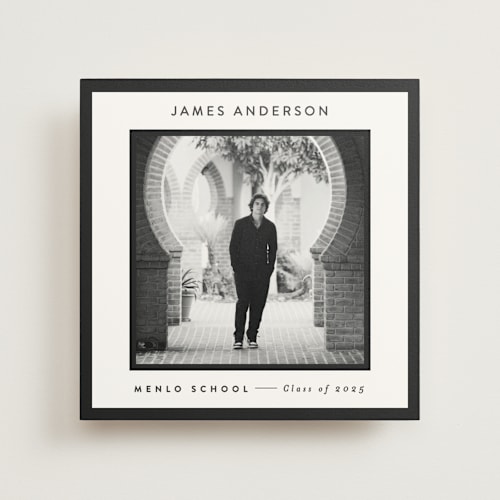 This is a charcoal graduation announcements with standard by JoAnn Jinks called square printing on recycled in photo_mount