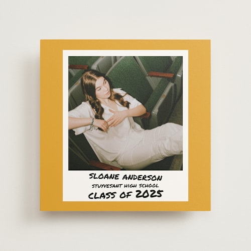 This is a goldenrod graduation announcements with standard by Cleghorn Creative called photo snap + penned names printing on doublethick in photo_mount