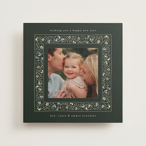 This is a pine photo mount holiday cards with standard by Erin L. Wilson called fairytale border printing on recycled in photo_mount