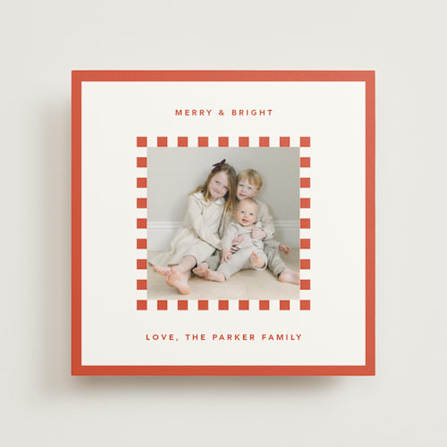 This is a candy cane photo mount holiday cards with standard by Kelly Watkins called checker frame printing on recycled in photo_mount