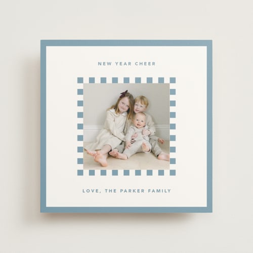 This is a winter photo mount holiday cards with standard by Kelly Watkins called checker frame printing on recycled in photo_mount