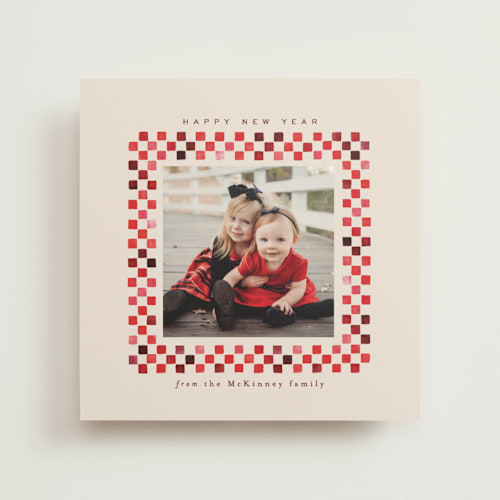 This is a pomegranate photo mount holiday cards with standard by Alethea and Ruth called checkerboard printing on recycled in photo_mount