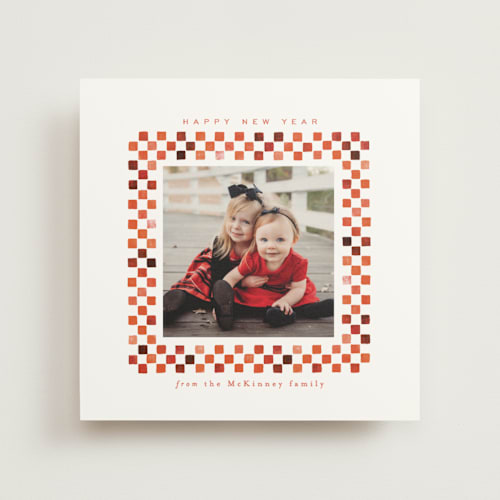 This is a pumpkin photo mount holiday cards with standard by Alethea and Ruth called checkerboard printing on recycled in photo_mount
