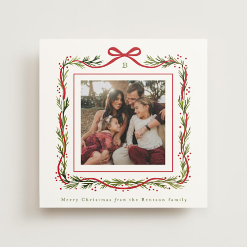 This is a mint photo mount holiday cards with standard by Alethea and Ruth called garland border printing on recycled in photo_mount