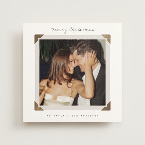 This is a snow photo mount holiday cards with foil pressed by Everett Paper Goods called album view printing on recycled in photo_mount