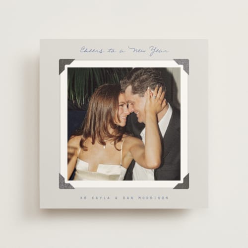 This is a frozen lake photo mount holiday cards with foil pressed by Everett Paper Goods called album view printing on recycled in photo_mount