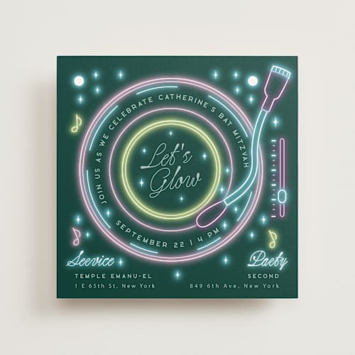 This is a mojito bar mitzvah bat mitzvah invitations with standard by Ana de Sousa called neon spin printing on signature in standard