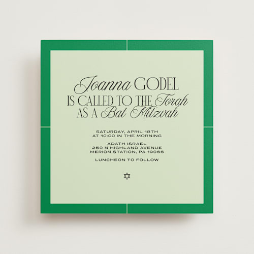 This is a melon bar mitzvah bat mitzvah invitations with standard by Wallace Design Co. called grand luxe bat mitzvah printing on signature in standard