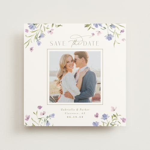 This is a wisteria save the date photo mount cards with standard by Everett Paper Goods called sweeping meadow printing on party paper in photo_mount