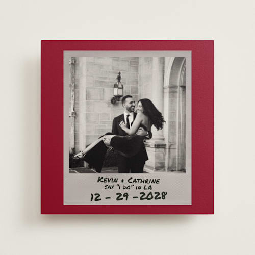 This is a scarlet save the date with standard by Cleghorn Creative called photo snap + penned names printing on doublethick in photo_mount