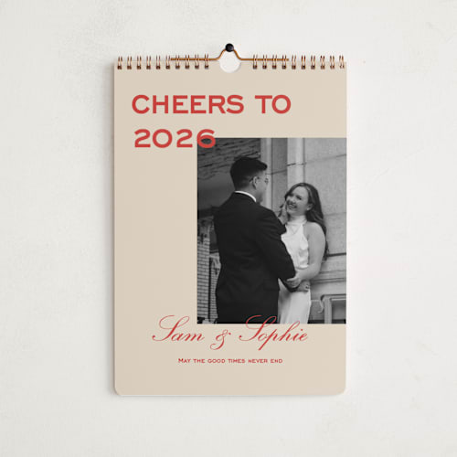 This is a tomato photo calendars by Sydney Kay called bold cheers printing on premium calendar paper in standard