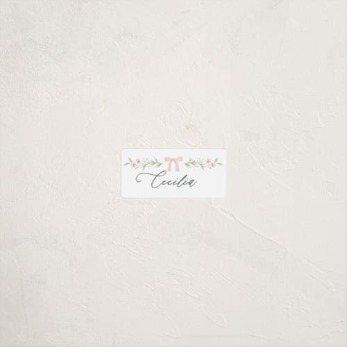 This is a blush name labels with standard by Paper Raven Co. called dainty garden printing on waterproof sticker paper in sticker