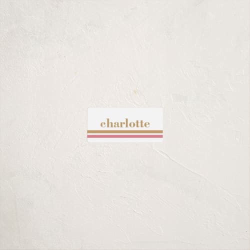 This is a faux gold name labels with standard by Ester Bernaldo de Quiros called graphic two-tone name printing on waterproof sticker paper in sticker