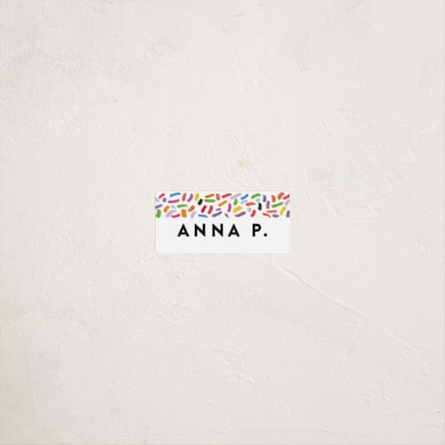 This is a gumdrops name labels with standard by Up Up Creative called confetti sprinkle printing on waterproof sticker paper in sticker