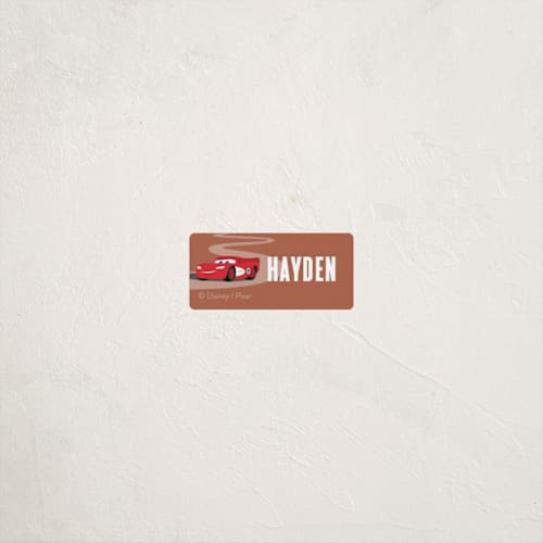 This is a sand name labels with standard by Jill Means called lightning mcqueen route 66 from disney and pixar's cars printing on waterproof sticker paper in sticker