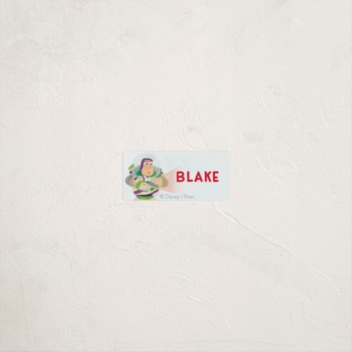 This is a pear name labels with standard by Lori Wemple called disney and pixar buzz's laser printing on waterproof sticker paper in sticker