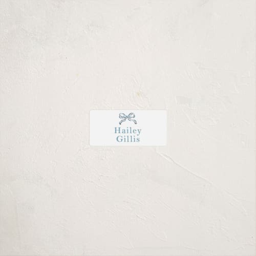 This is a bluebell name labels with standard by Helena Vitto called bow (add-on) printing on waterproof sticker paper in sticker