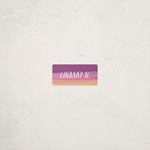 This is a amethyst name labels with standard by Chelsey Scott called watercolor heart printing on waterproof sticker paper in sticker