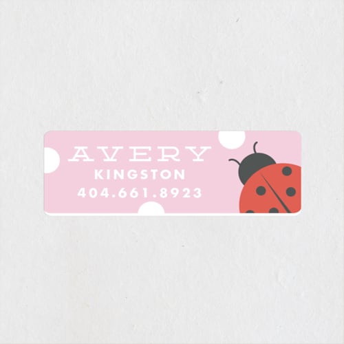 This is a bubblegum name labels with standard by Stacey Meacham called ladybug name printing on waterproof sticker paper in sticker