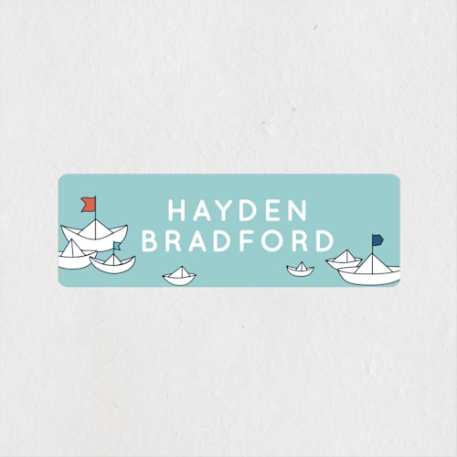 This is a sea name labels with standard by Shirley Lin Schneider called paper boats printing on waterproof sticker paper in sticker
