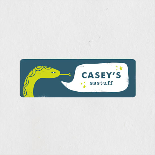 This is a lime name labels with standard by Kelsey Cashman called slithering snake printing on waterproof sticker paper in sticker