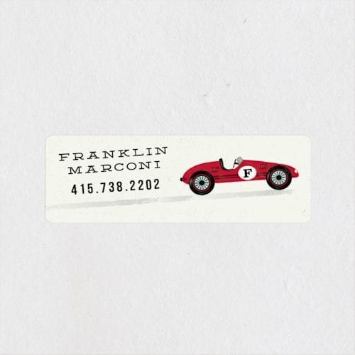 This is a ruby name labels with standard by chocomocacino called vintage race car printing on waterproof sticker paper in sticker