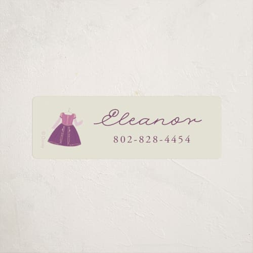 This is a ivory name labels with standard by JeAnna Casper called princess party printing on waterproof sticker paper in sticker