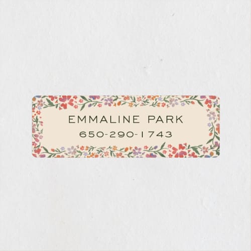 This is a confetti name labels with standard by 2birdstone called wildflowers printing on waterproof sticker paper in sticker
