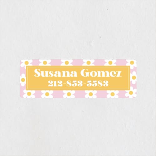 This is a daisy name labels with standard by Little Print Design called daisys printing on waterproof sticker paper in sticker
