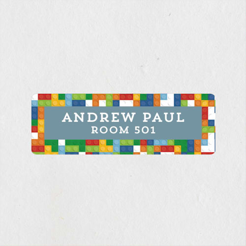 This is a brights name labels with standard by Michelle Taylor called building blocks printing on waterproof sticker paper in sticker