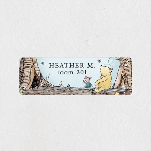 This is a sky name labels with standard by Becky Nimoy called disney's winnie the pooh in the wood printing on waterproof sticker paper in sticker