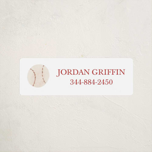 This is a cardinal name labels with standard by Teju Reval called sportsy baseball printing on waterproof sticker paper in sticker