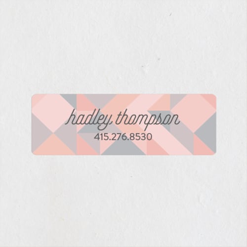 This is a flamingo name labels with standard by Olivia Raufman called geometrics printing on waterproof sticker paper in sticker