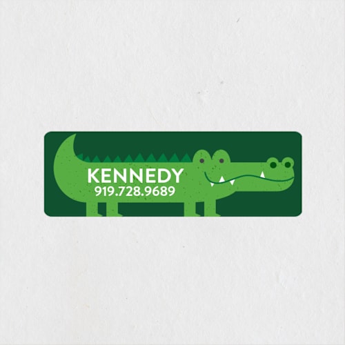 This is a forest name labels with standard by Jessica Ogden called alligator printing on waterproof sticker paper in sticker