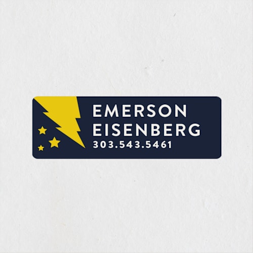 This is a midnight name labels with standard by Olivia Raufman called flash printing on waterproof sticker paper in sticker