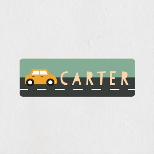 This is a grass name labels with standard by Jennifer Lew called little racer printing on waterproof sticker paper in sticker