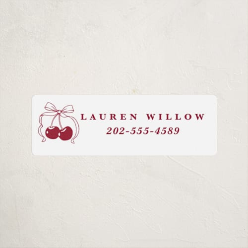 This is a bing cherry name labels with standard by Charter Oaks Creative called classic cherries printing on waterproof sticker paper in sticker