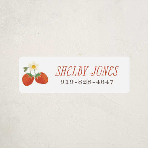 This is a strawberry name labels with standard by Itsy Belle Studio called so berry sweet printing on waterproof sticker paper in sticker