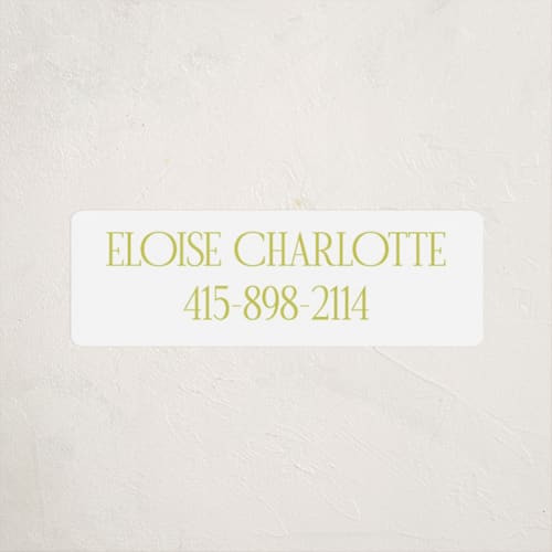 This is a lime name labels with standard by Ellen Schlegelmilch called elegant serif printing on waterproof sticker paper in sticker