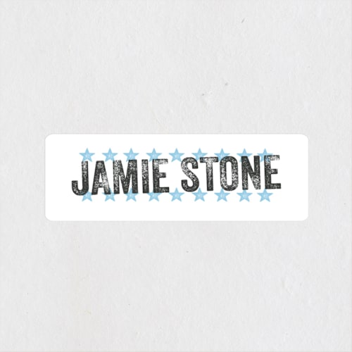 This is a pool name labels with standard by Jessie Steury called rockstar printing on waterproof sticker paper in sticker