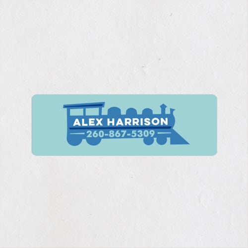 This is a marine name labels with standard by Jessie Steury called train side printing on waterproof sticker paper in sticker