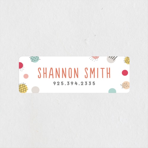 This is a strawberry name labels with standard by chocomocacino called dotties printing on waterproof sticker paper in sticker
