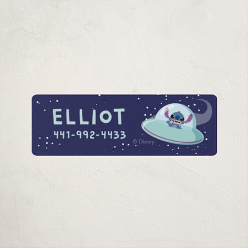 This is a midnight name labels with standard by Sherley Ferreira called out of this world printing on waterproof sticker paper in sticker