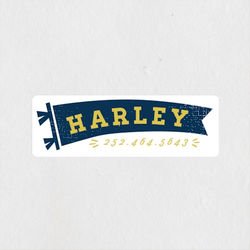 This is a banana name labels with standard by Shiny Penny Studio called all star pennant printing on waterproof sticker paper in sticker