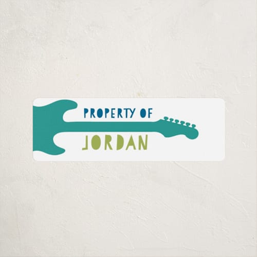 This is a deep sea name labels with standard by Kate Sorensen called modern guitar printing on waterproof sticker paper in sticker