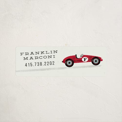 This is a ruby name labels with standard by chocomocacino called vintage race car printing on waterproof sticker paper in sticker